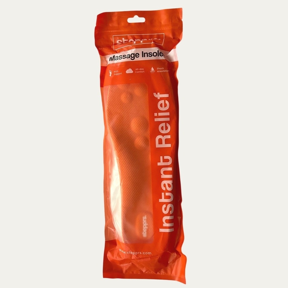 Stepprs Insoles Massage Shoe Inserts Womens 11 Mens 10 New In Package Orange